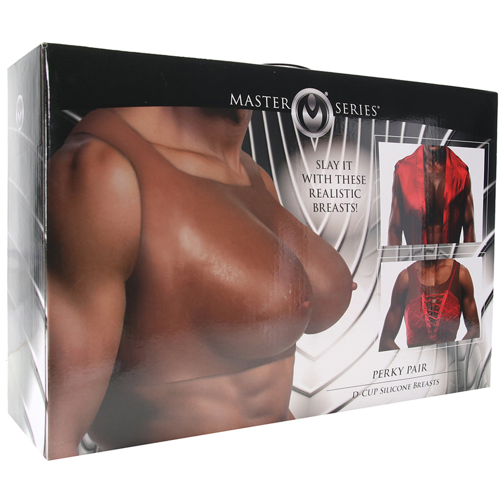 Master Series Perky Pair D-Cup Silicone Breasts in Dark - Tophatter's Adult Sex Toys Online Sexual Wellness > Gender Expression and Affirmation - Tophatter Daily Deals