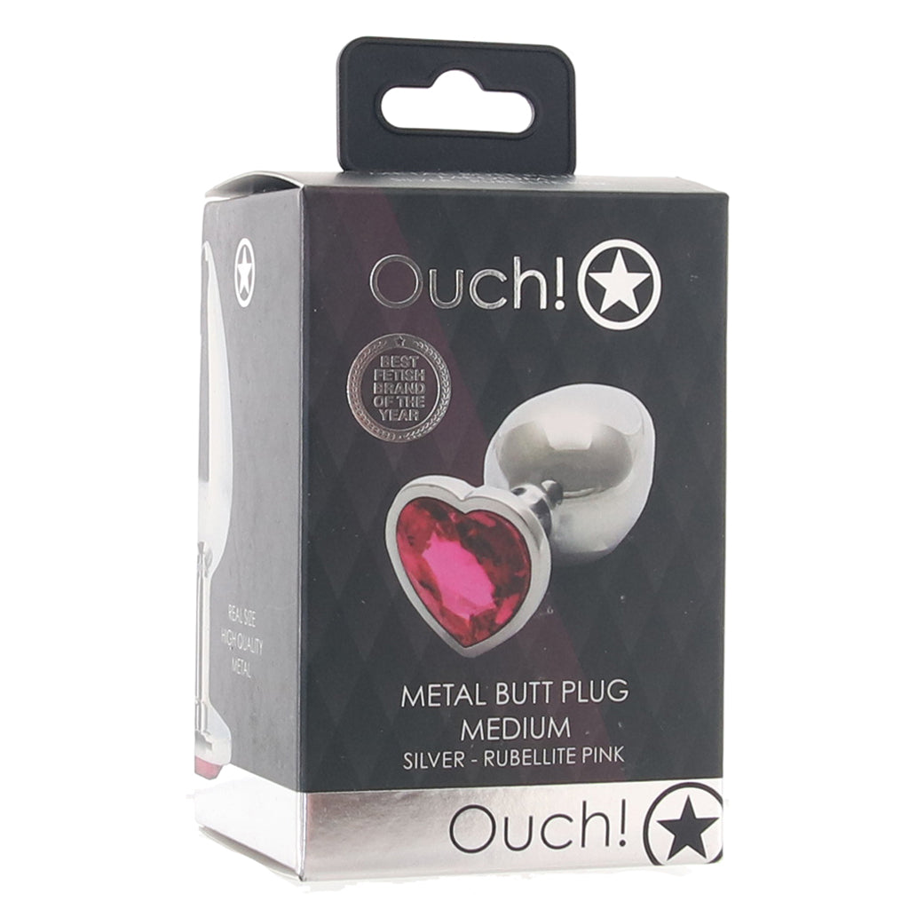 Ouch! Pink Heart Gem Plug in Medium - Tophatter's Adult Products Anal Sex Toys > Butt Plugs - Tophatter Daily Deals