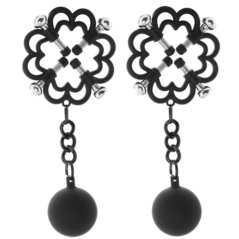 Nipple Grips 4-Point Weighted Nipple Press Clamps in Black Bondage and Fetish > Nipple Stimulators & Clamps - Tophatter Daily Deals