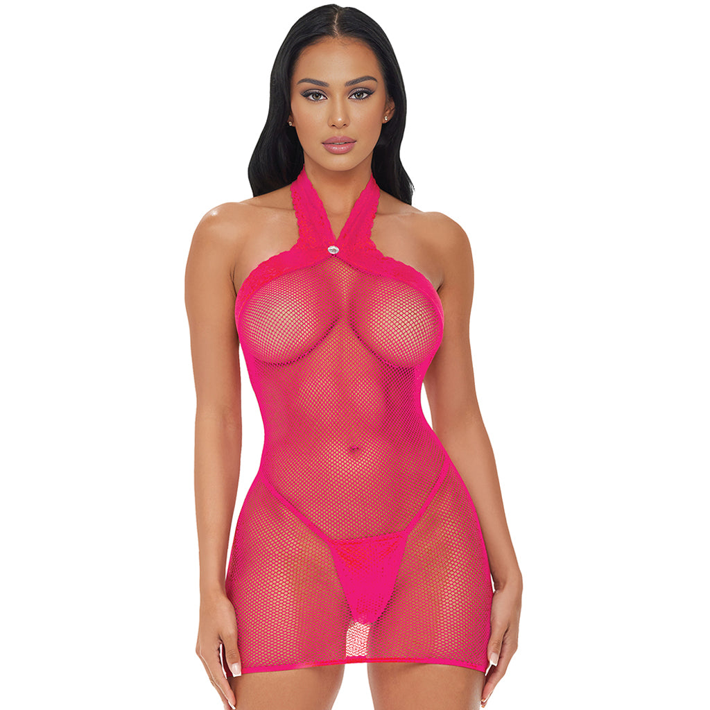 Electric Pink Halter Dress - Tophatter's Adult Sex Toys Online Lingerie > Lingerie - Tophatter Daily Deals