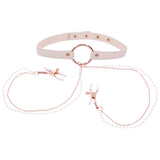 S&M Peaches 'n CreaMe Collar with Nipple Clamps - Tophatter's Adult Products Bondage and Fetish > Nipple Stimulators & Clamps - Tophatter Daily Deals