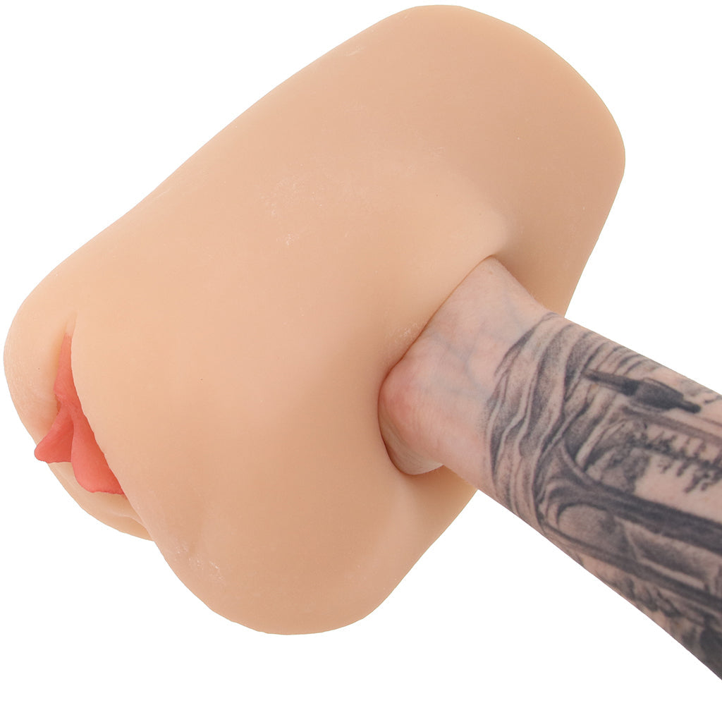 PDX Double Pounder Vibrating Squeeze Stroker in Light - Tophatter's Adult Sex Toys Online Male Masturbators > Pocket Strokers - Tophatter Daily Deals