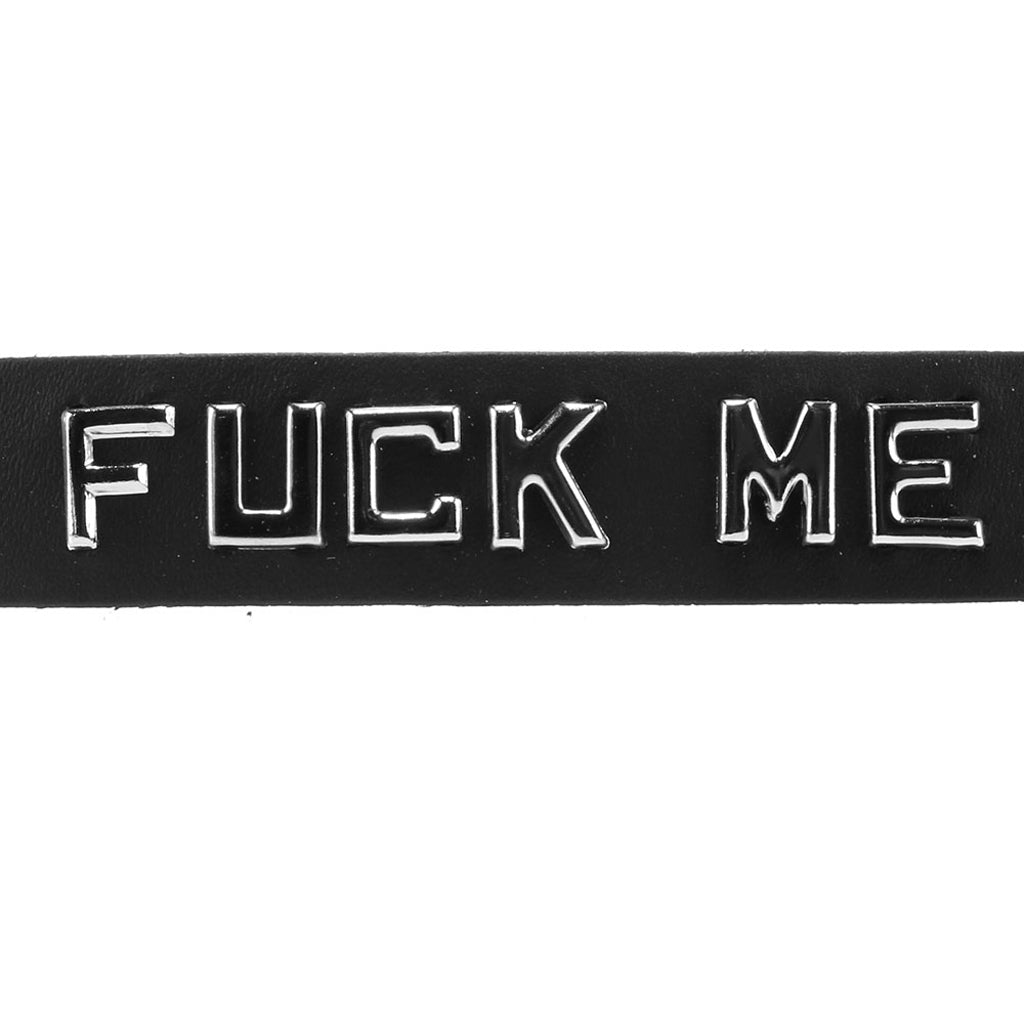 F**k Me Leather Word Band Collar - Tophatter's Adult Products Bondage and Fetish > Leashes and Collars - Tophatter Daily Deals