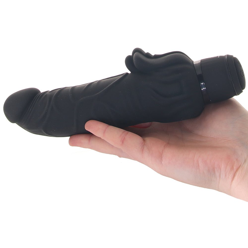 PowerCock 7 Inch Vibe with Clitoral Stimulator in Black - Tophatter's Adult Sex Toys Online Vibrators > Realistic Vibrator Dildos - Tophatter Daily Deals