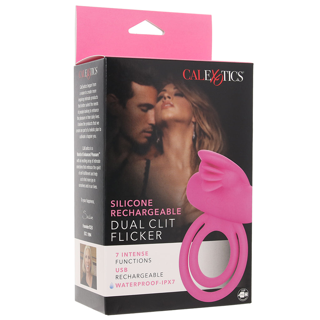 Dual Clit Flicker Vibrating Cock Ring in Pink Cock Rings - Tophatter Daily Deals