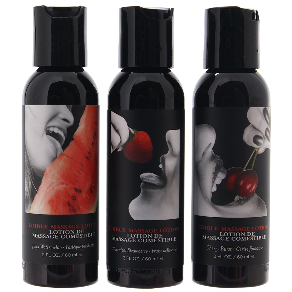 Massage A Trois Edible Massage Lotion Gift Set in 2oz/60ml - Tophatter's Adult Products Lubes and Lotions > Erotic Massage Oils - Tophatter Daily Deals
