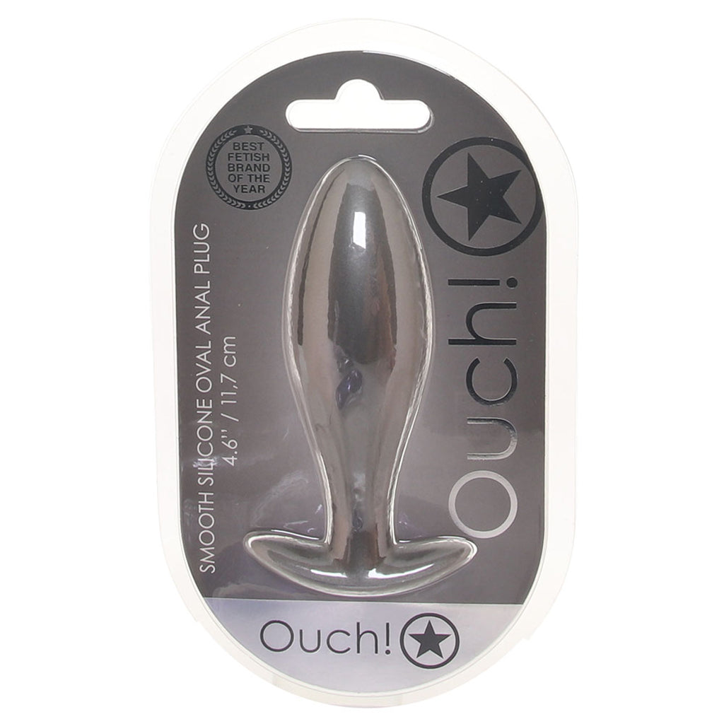Ouch! Smooth Silicone Oval Butt Plug in Gun Metal Anal Sex Toys > Butt Plugs - Tophatter Daily Deals