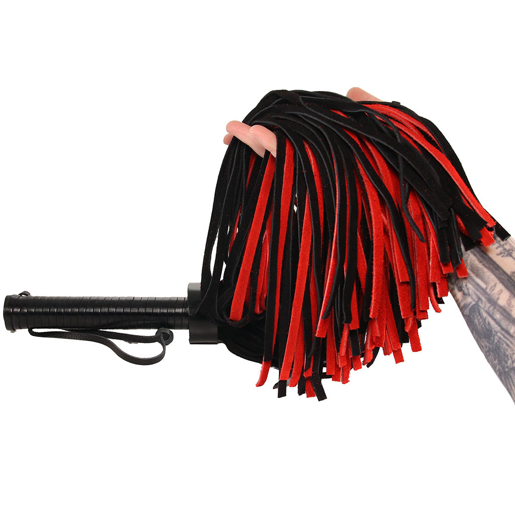 Long Suede Flogger in Black & Red Bondage and Fetish > Leather - Tophatter Daily Deals