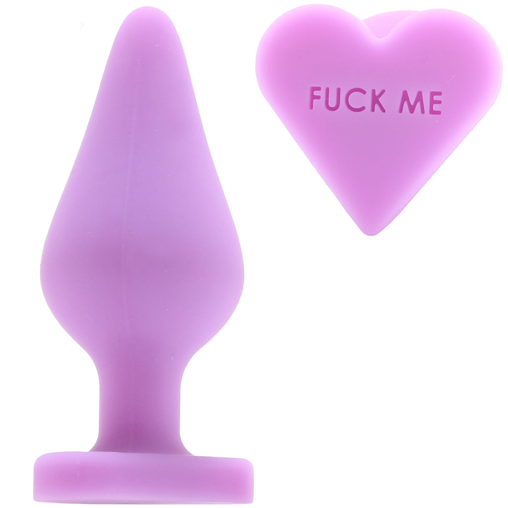Candy Hearts F**k Me Medium Butt Plug in Purple Anal Sex Toys > Butt Plugs - Tophatter Daily Deals