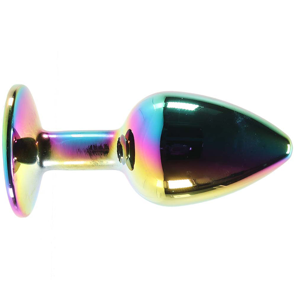 Small Aluminum Plug with Pink Gem in Multicolor - Tophatter's Adult Products Anal Sex Toys > Butt Plugs - Tophatter Daily Deals