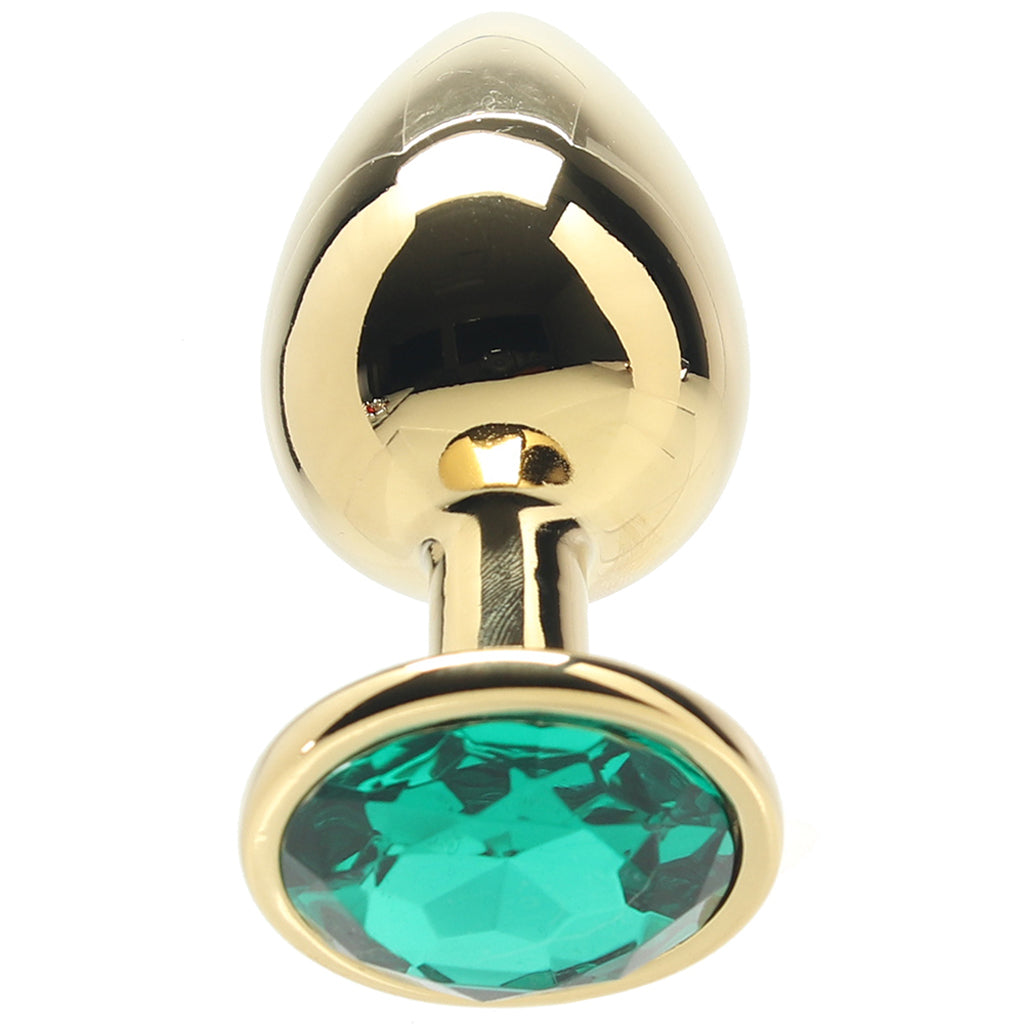 Ouch! Green Round Gem Gold Plug in Medium - Tophatter's Adult Products Anal Sex Toys > Butt Plugs - Tophatter Daily Deals