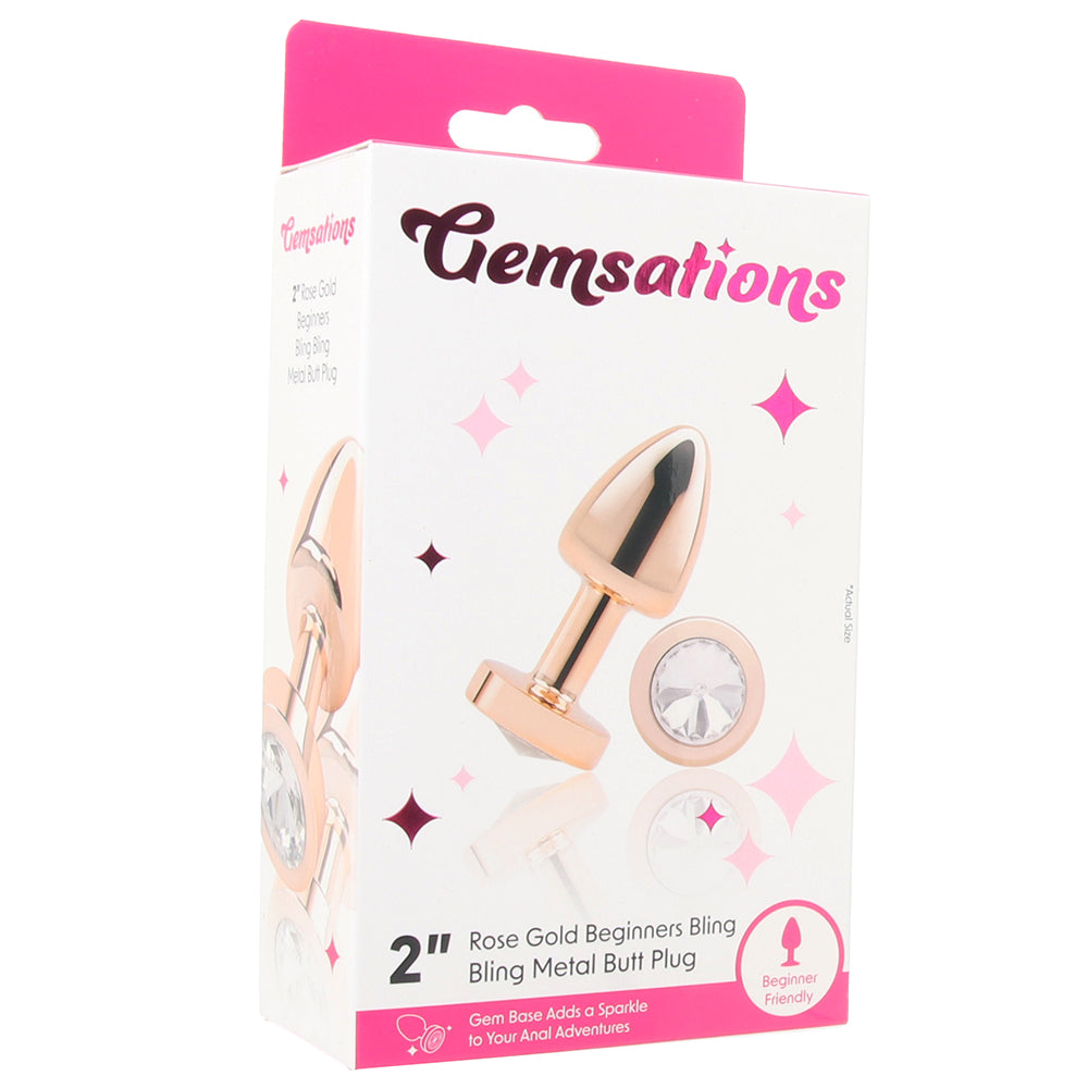 Gemsations 2 Inch Beginners Bling Bling Plug in Rose Gold Anal Sex Toys > Butt Plugs - Tophatter Daily Deals