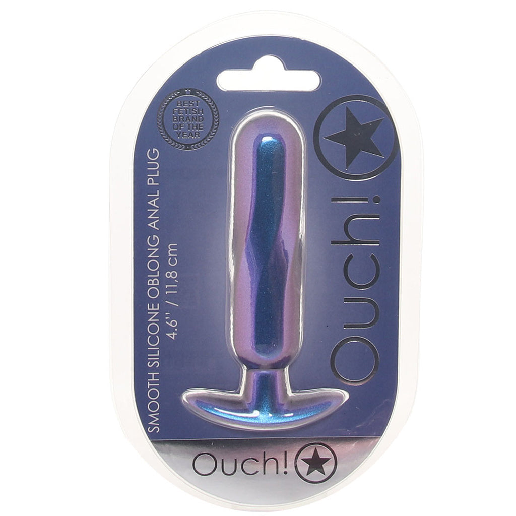 Ouch! Smooth Silicone Oblong Butt Plug in Metallic Blue Anal Sex Toys > Butt Plugs - Tophatter Daily Deals