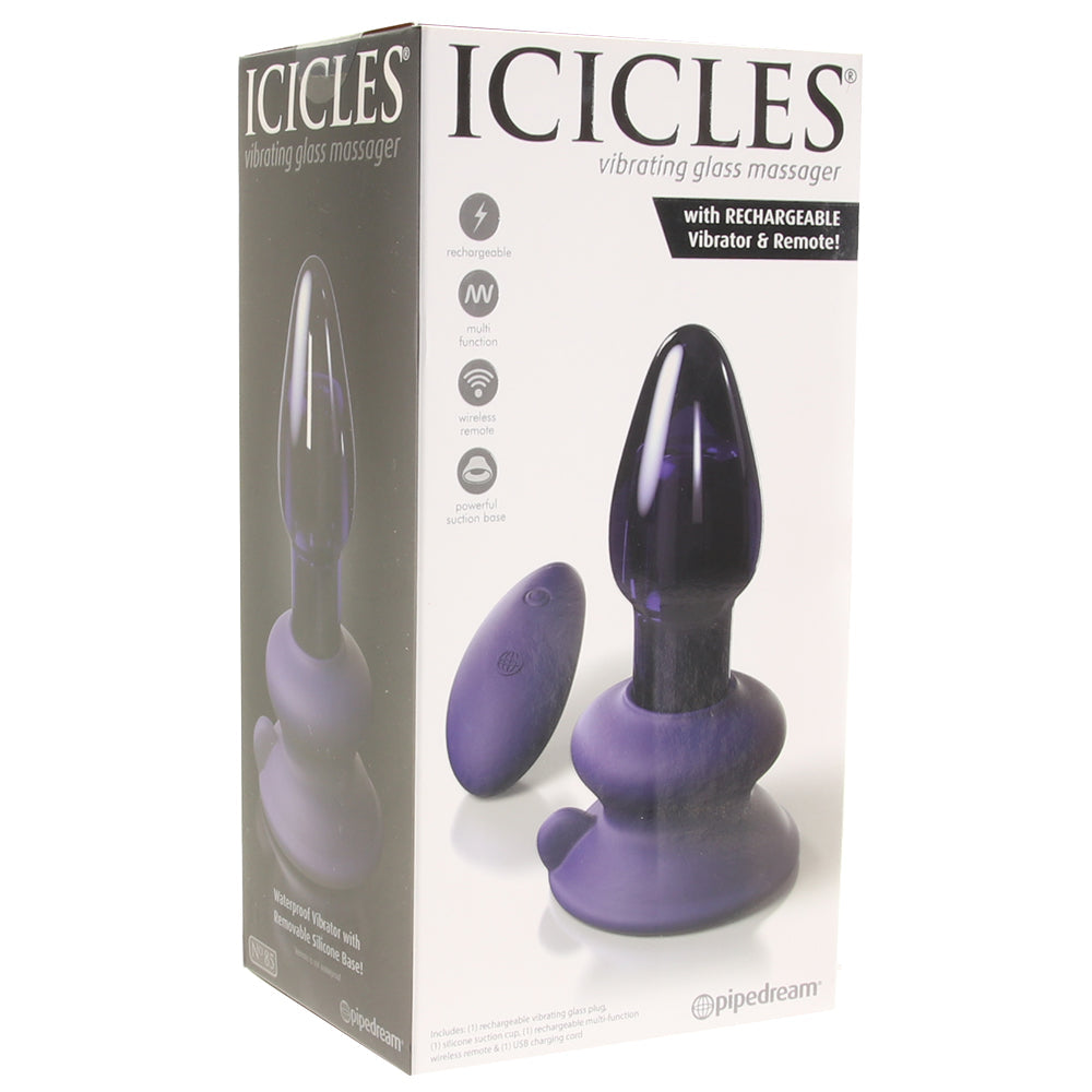 Icicles No.85 Vibrating Glass Plug in Purple - Tophatter's Adult Products Anal Sex Toys > Butt Plugs - Tophatter Daily Deals