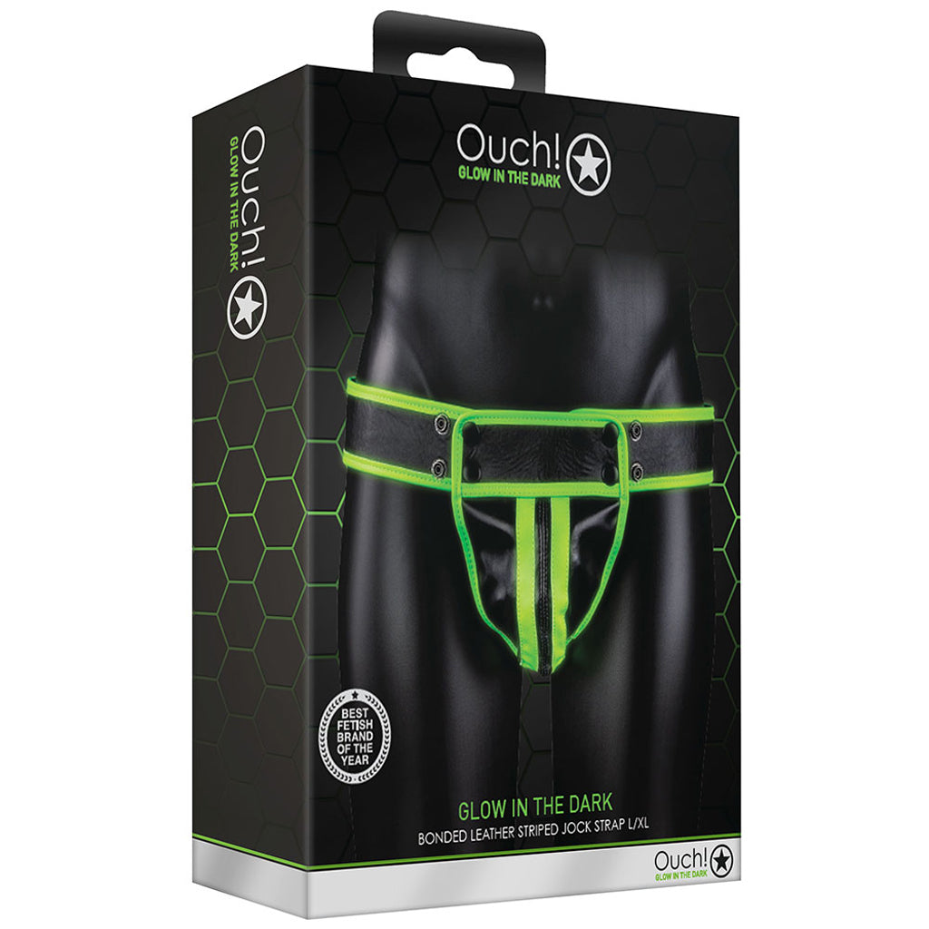 Ouch! Glow In The Dark Striped Pouch Jock Strap /XL Bondage and Fetish > Men's Bondage Wear - Tophatter Daily Deals