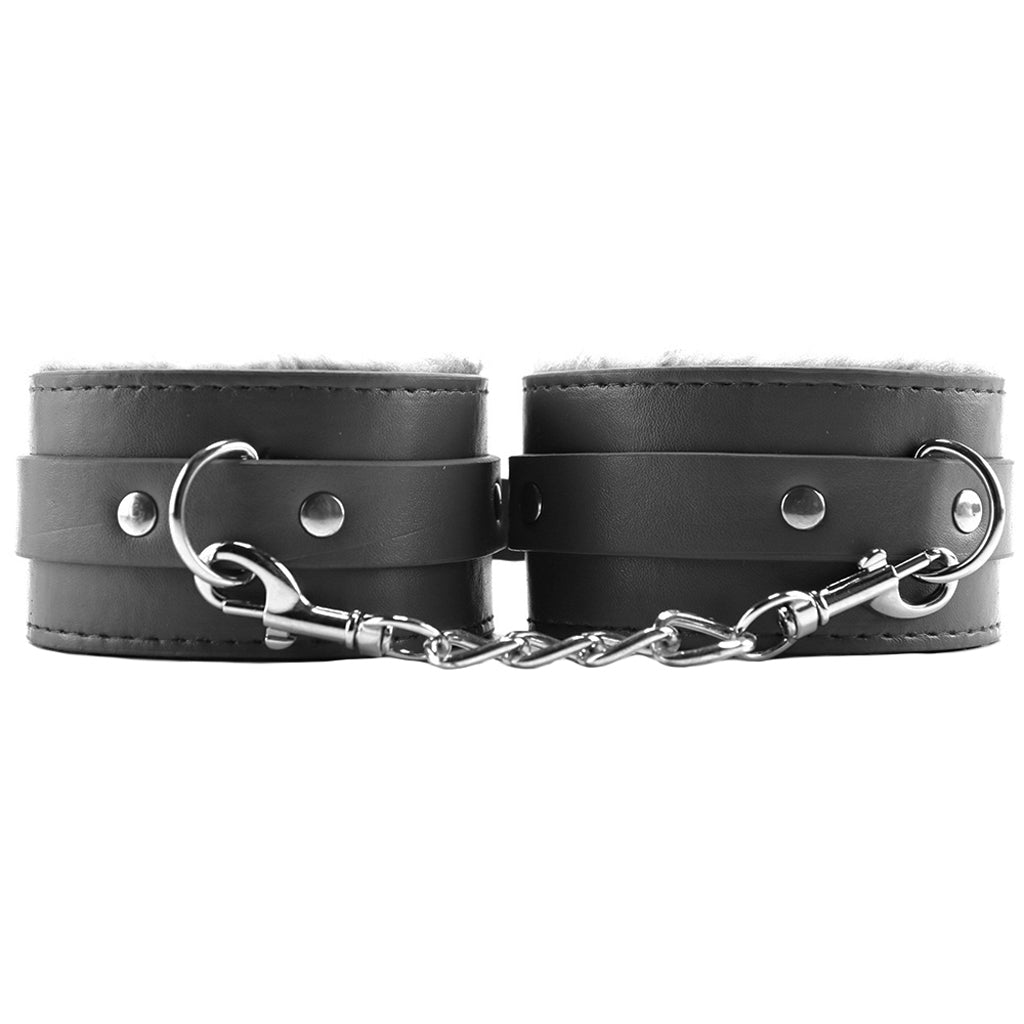 Black & White Plush Wrist Cuffs - Tophatter's Adult Products Bondage and Fetish > Wrist and Ankle Cuffs - Tophatter Daily Deals