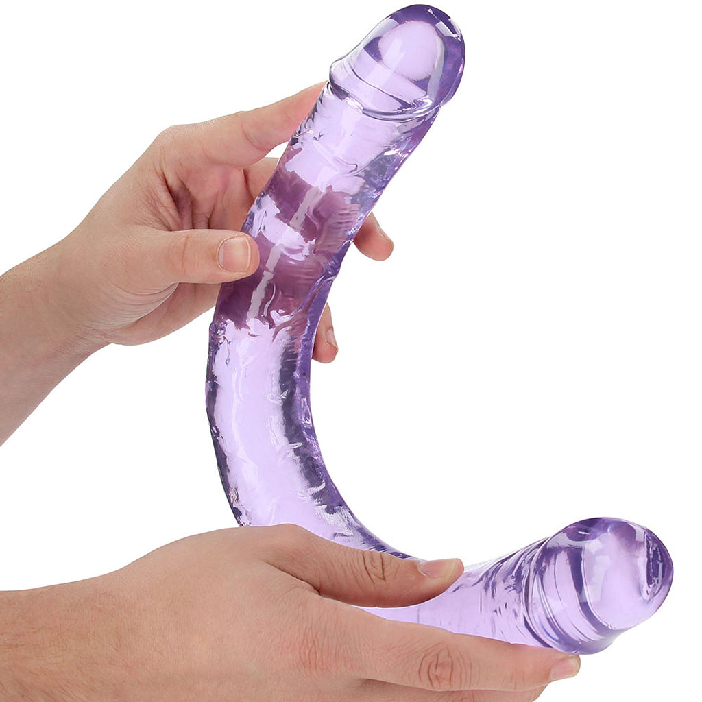 RealRock Crystal Clear Jelly 18 Inch Double Dildo in Purple - Tophatter's Adult Products Dildo Sex Toys > Double Ended Dildos - Tophatter Daily Deals