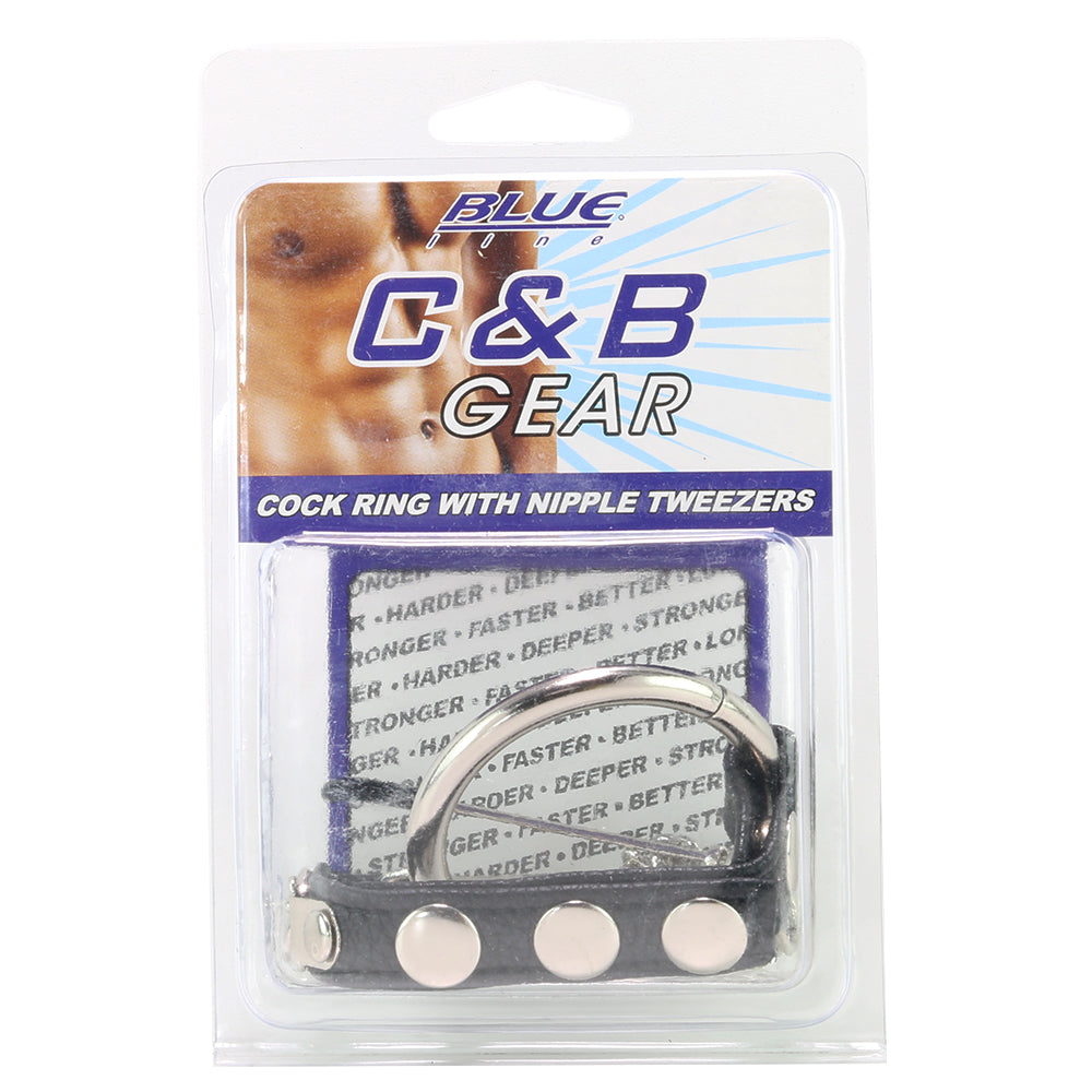 Blue Line Cock Ring with Nipple Tweezers - Tophatter's Adult Sex Toys Online Bondage and Fetish > Nipple Stimulators & Clamps - Tophatter Daily Deals