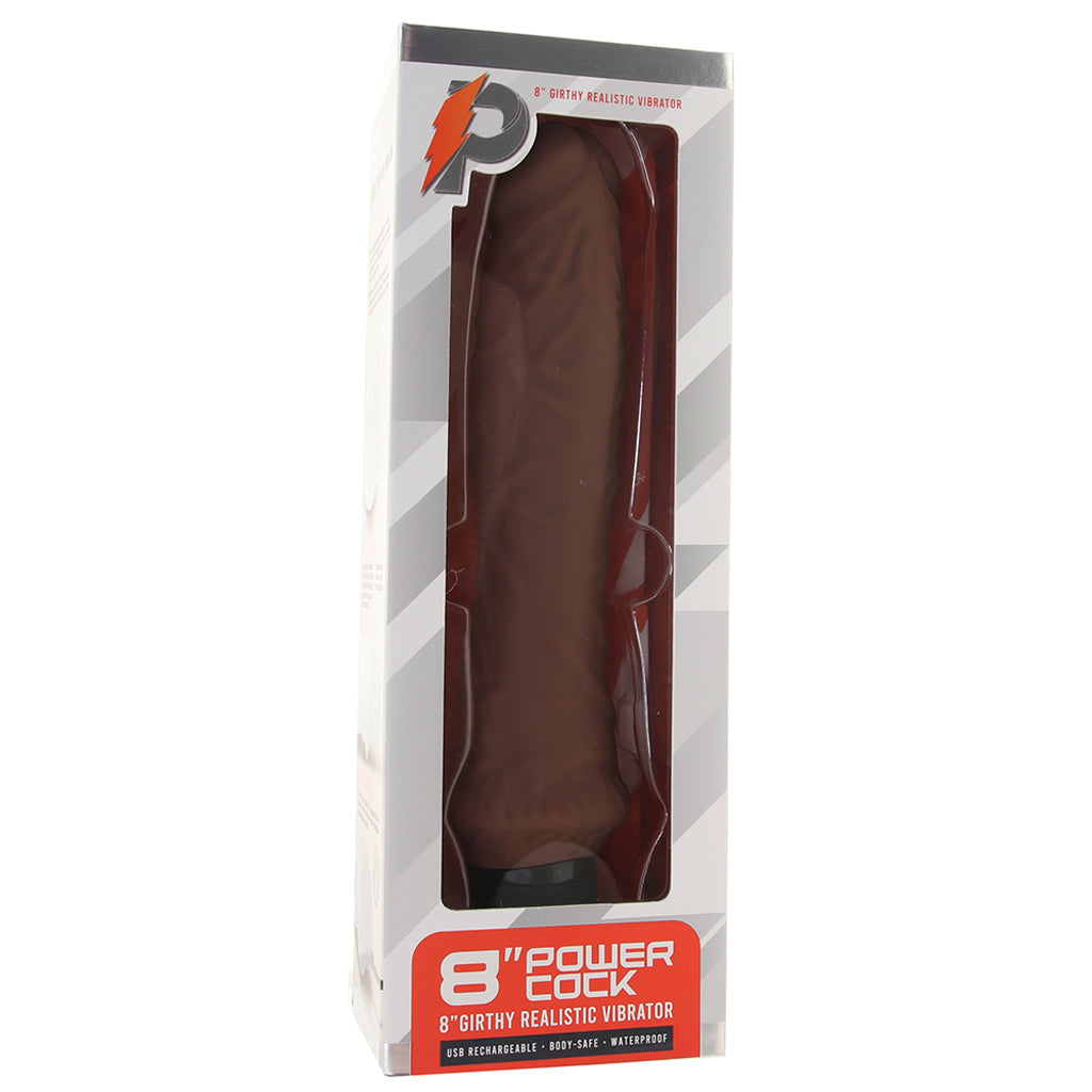 Power Cock 8 Inch Girthy Realistic Vibe in Dark Brown - Tophatter's Adult Sex Toys Online Vibrators > Realistic Vibrator Dildos - Tophatter Daily Deals