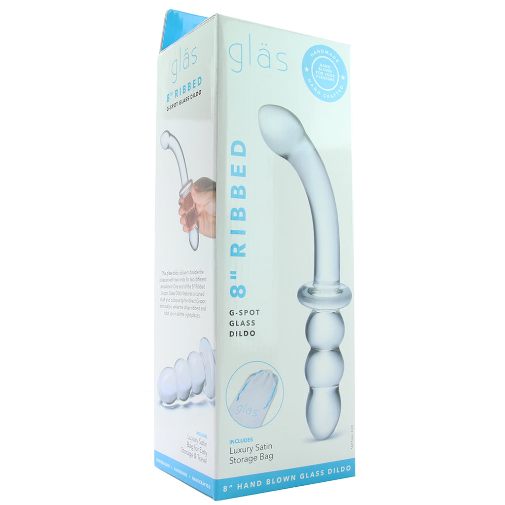 gläs 8 Inch Ribbed G-Spot Glass Dildo Dildo Sex Toys > G-Spot Dildos - Tophatter Daily Deals