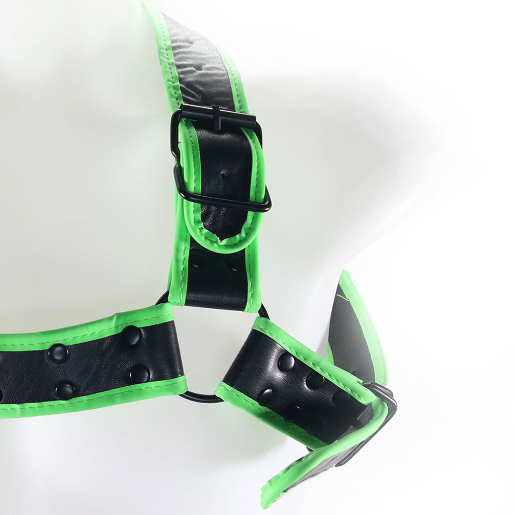 Ouch! Glow in the Dark Buckle Bulldog Harness /XL Bondage and Fetish > Men's Bondage Wear - Tophatter Daily Deals