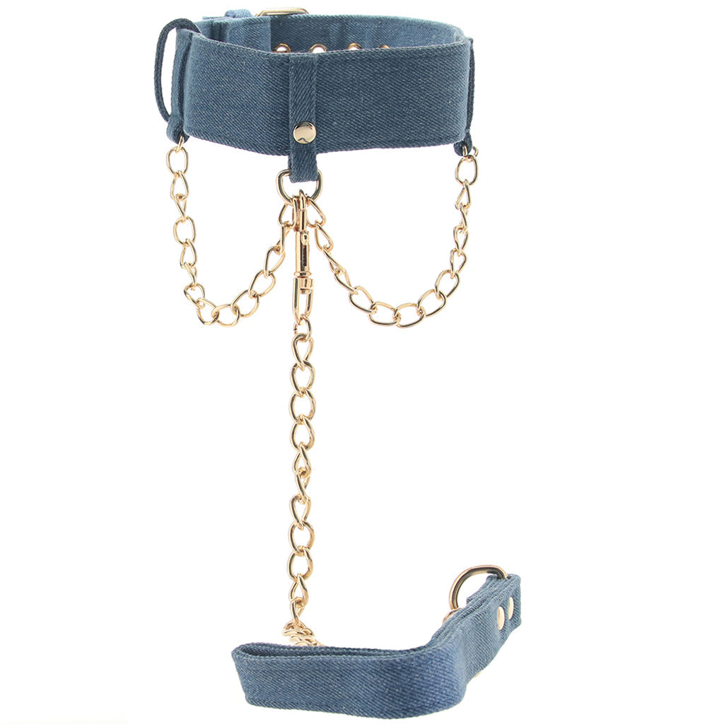 Ride 'Em Denim Collar With Leash Bondage and Fetish > Leashes and Collars - Tophatter Daily Deals