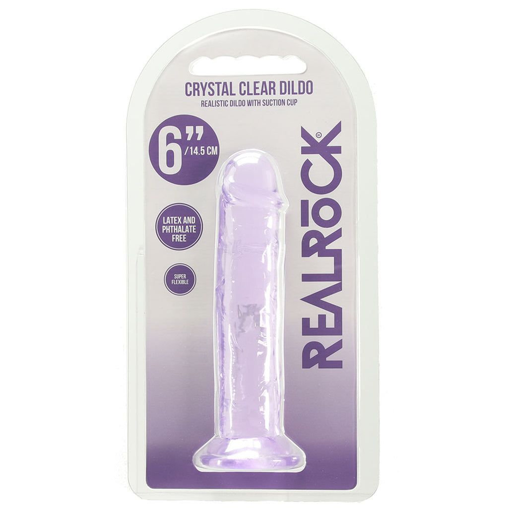 RealRock Crystal Clear Jelly 6 Inch Dildo in Purple - Tophatter's Adult Products Dildo Sex Toys > Realistic Dildos - Tophatter Daily Deals
