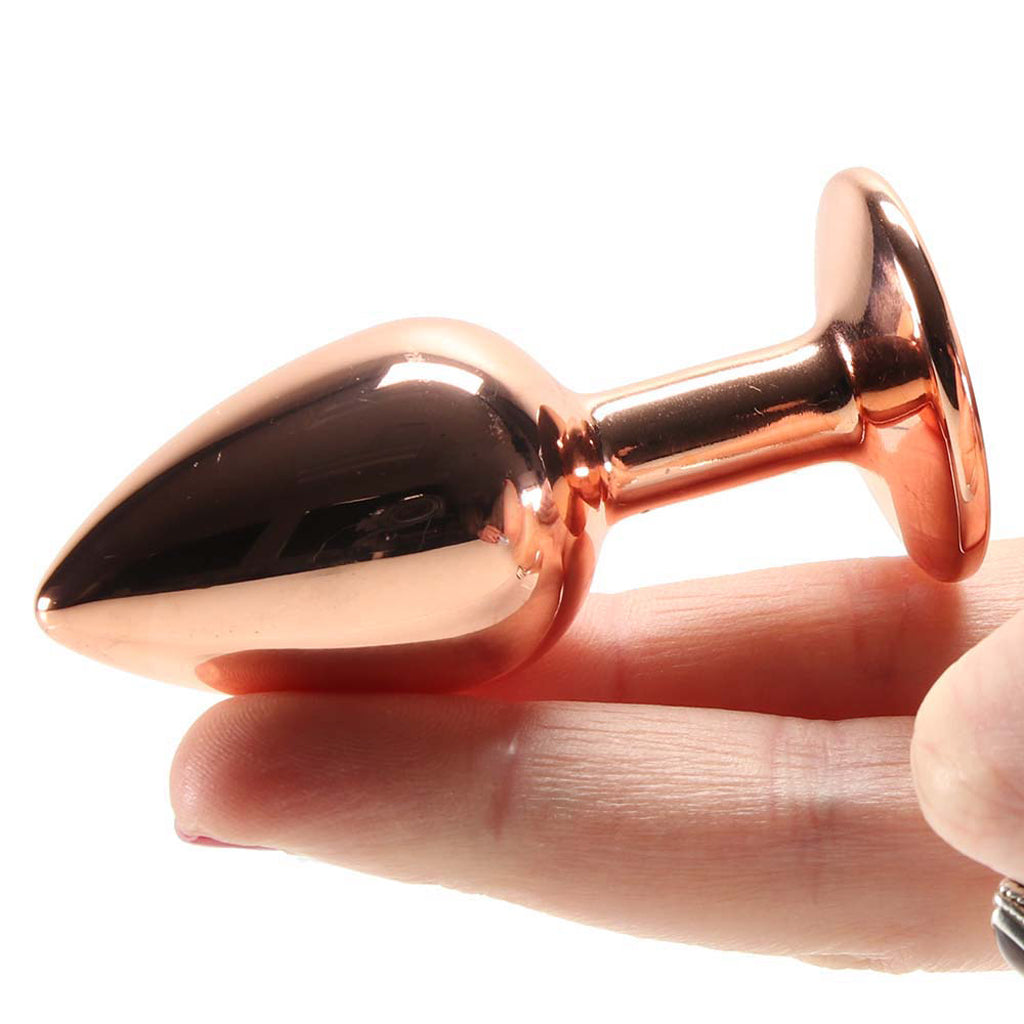 Small Aluminum Plug with Pink Gem in Rose Gold - Tophatter's Adult Products Anal Sex Toys > Butt Plugs - Tophatter Daily Deals
