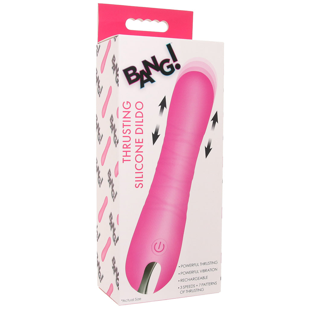 Bang! Thrusting Silicone Vibe in Pink Thrusting Dildos & Vibrators - Tophatter Daily Deals