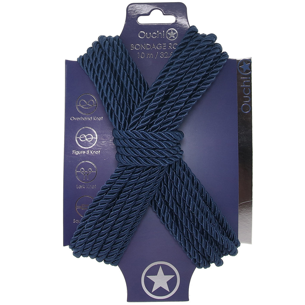 Ouch! 32.8'/10m Bondage Rope in Navy Blue - Tophatter's Adult Sex Toys Online Bondage and Fetish > Restraints - Tophatter Daily Deals