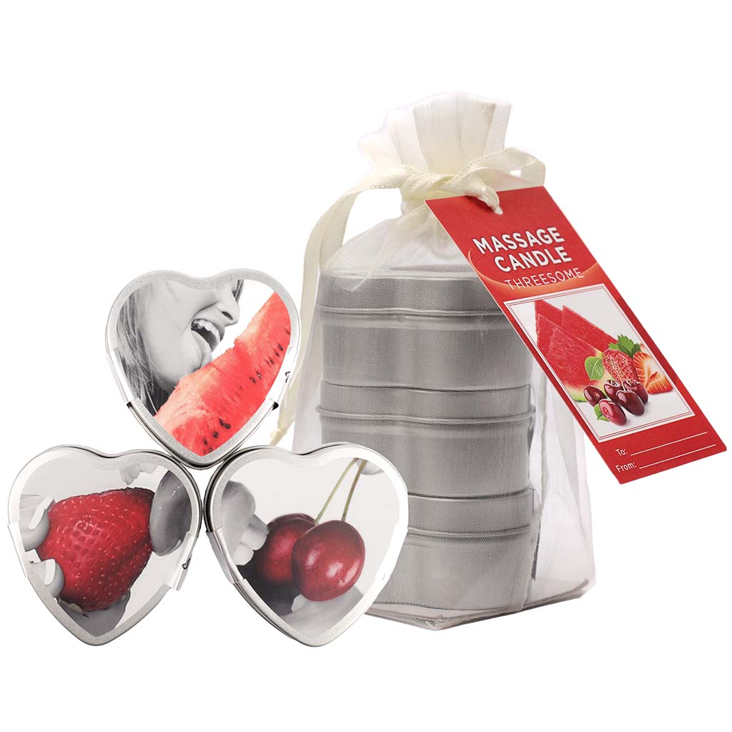 Threesome Edible Massage Candle Gift Set in Fruit Mix Sensual Love > Massage - Tophatter Daily Deals
