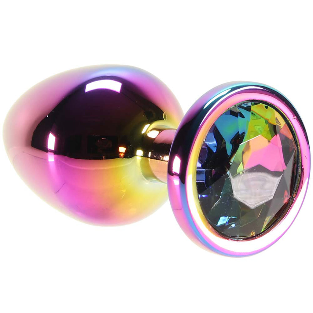 Medium Aluminum Plug with Rainbow Gem in Multicolor - Tophatter's Adult Products Anal Sex Toys > Butt Plugs - Tophatter Daily Deals