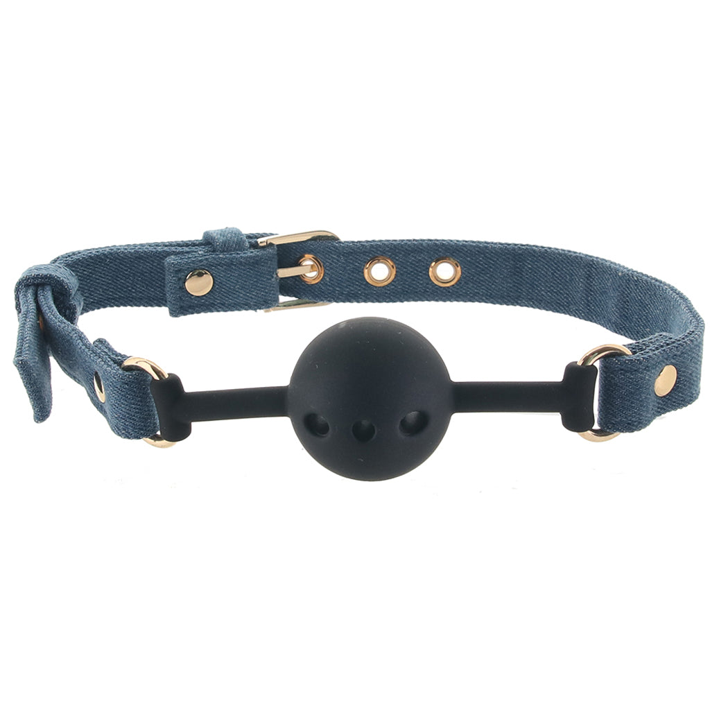 Ride 'Em Denim Ball Gag Bondage and Fetish > Ball Gags & Mouth Restraints - Tophatter Daily Deals