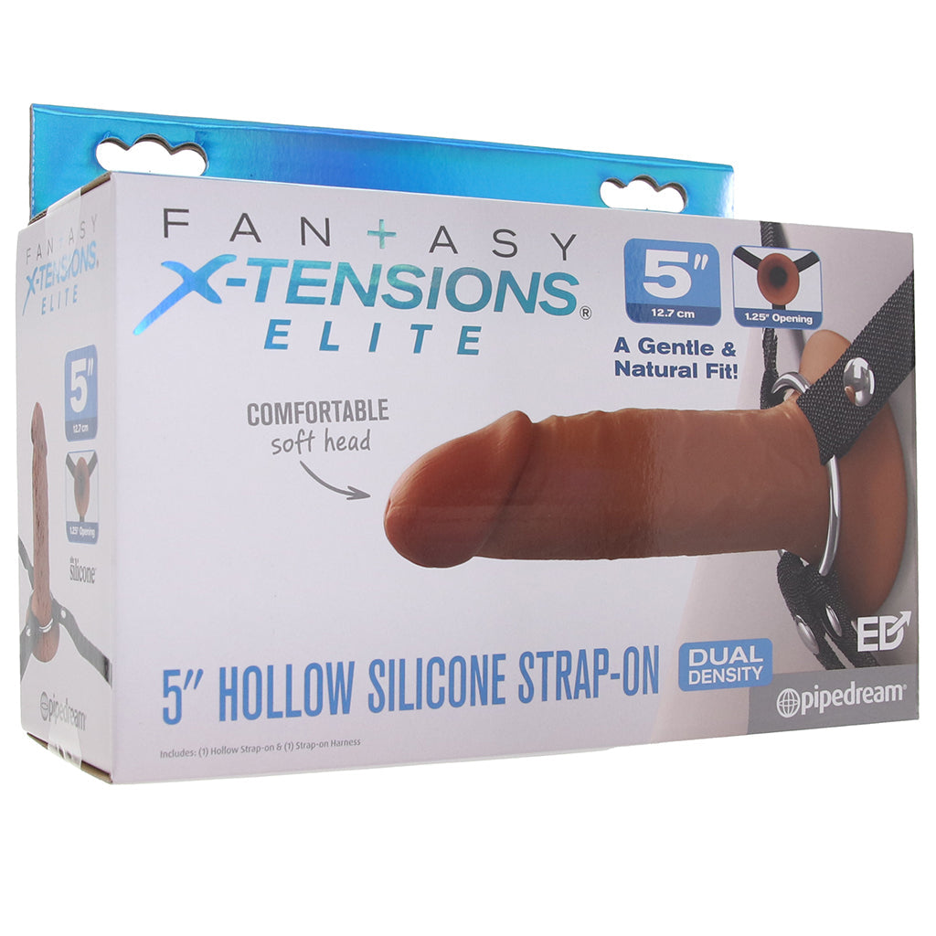Fantasy X-tensions Elite 5 Inch Hollow Strap-On in Brown - Tophatter's Adult Sex Toys Online Dildo Sex Toys > Strap-On and Harnesses - Tophatter Daily Deals