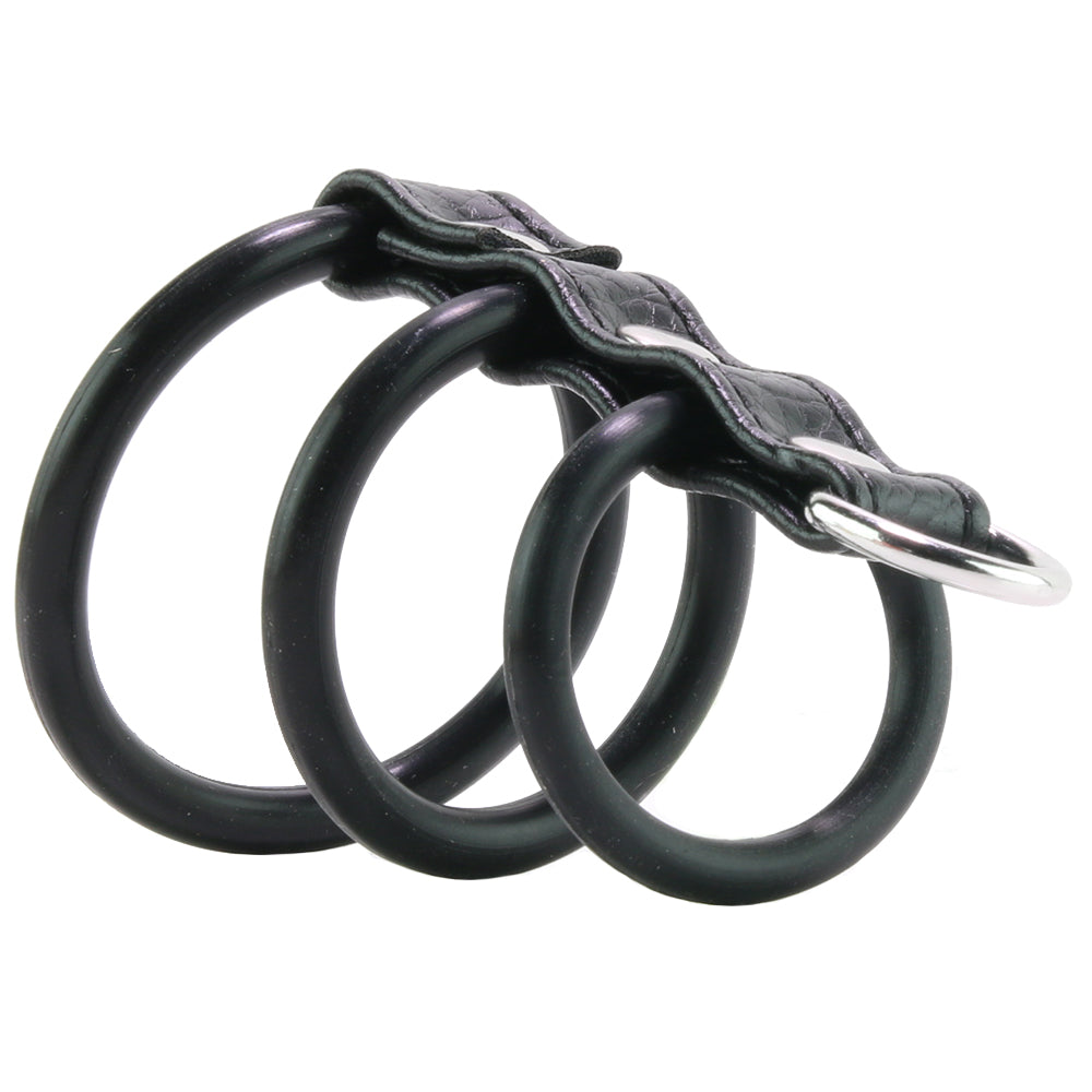 Blue Line 3 Ring Silicone Gates of Hell with Leash Lead Bondage and Fetish > Cock and Ball Devices - Tophatter Daily Deals