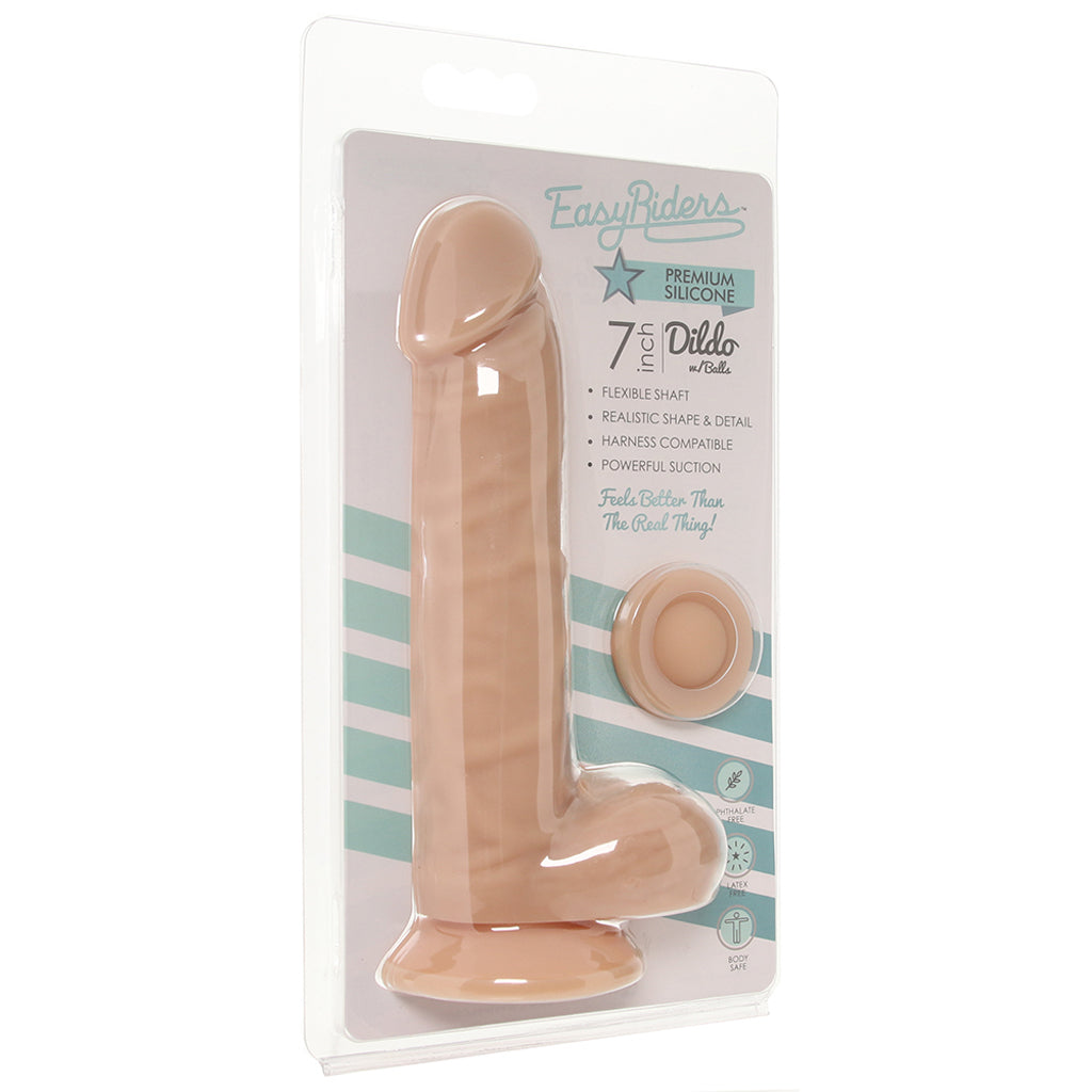 EasyRiders 7 Inch Silicone Dildo with Balls in Light - Tophatter's Adult Sex Toys Online Dildo Sex Toys > Realistic Dildos - Tophatter Daily Deals