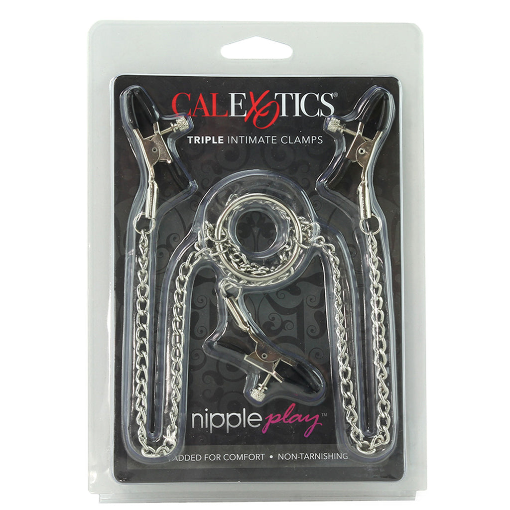 nipple play Triple Intimate Clamps in Silver - Tophatter's Adult Products Bondage and Fetish > Nipple Stimulators & Clamps - Tophatter Daily Deals