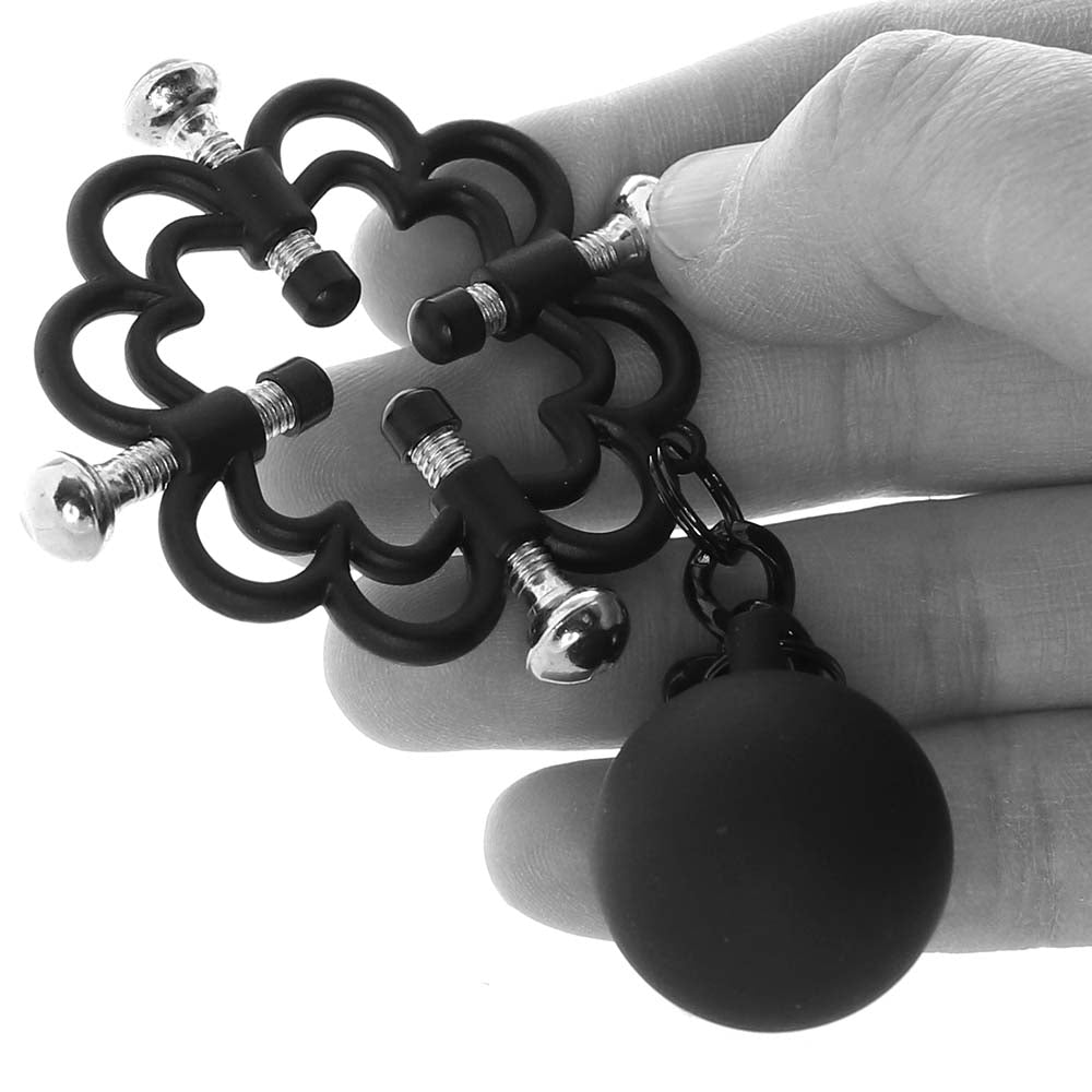 Nipple Grips 4-Point Weighted Nipple Press Clamps in Black - Tophatter's Adult Products Bondage and Fetish > Nipple Stimulators & Clamps - Tophatter Daily Deals