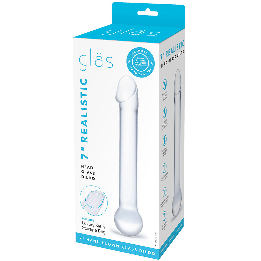 gläs 7 Inch Realistic Head Glass Dildo Dildo Sex Toys > Pyrex Glass Dildos - Tophatter Daily Deals
