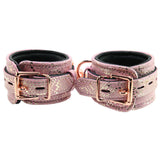 Locking Leather Wrist Restraint Cuffs in Pink Snake Print - Tophatter's Adult Products Bondage and Fetish > Wrist and Ankle Cuffs - Tophatter Daily Deals