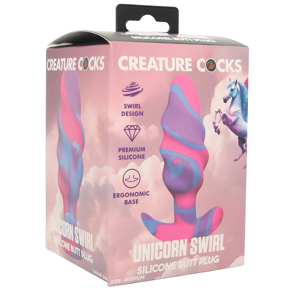 Creature Cocks Unicorn Swirl Silicone Butt Plug in Medium - Tophatter's Adult Sex Toys Online Anal Sex Toys > Butt Plugs - Tophatter Daily Deals