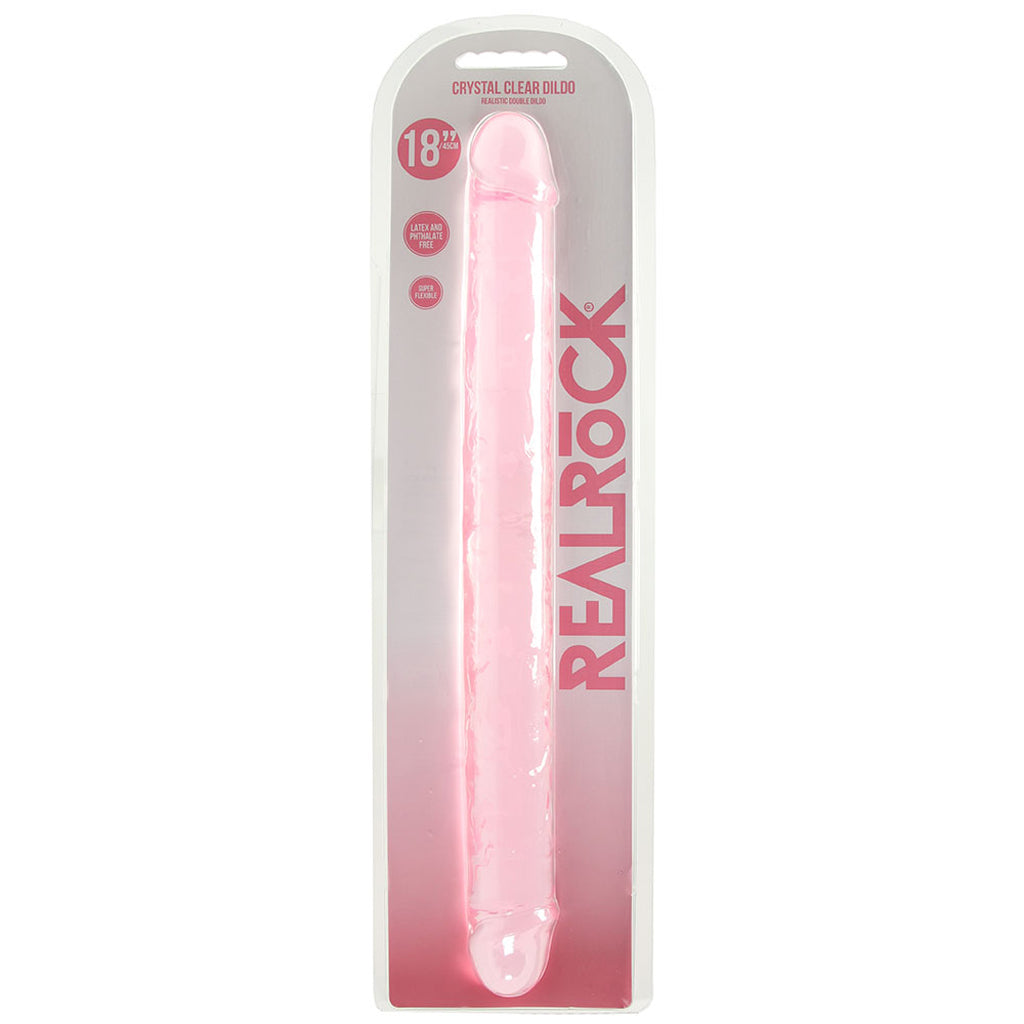 RealRock Crystal Clear Jelly 18 Inch Double Dildo in Pink Dildo Sex Toys > Double Ended Dildos - Tophatter Daily Deals