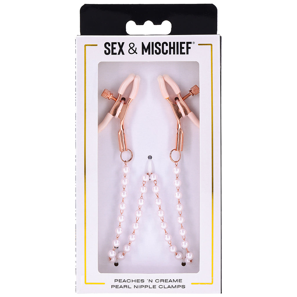S&M Peaches 'n CreaMe Pearl Nipple Clamps - Tophatter's Adult Products Bondage and Fetish > Nipple Stimulators & Clamps - Tophatter Daily Deals