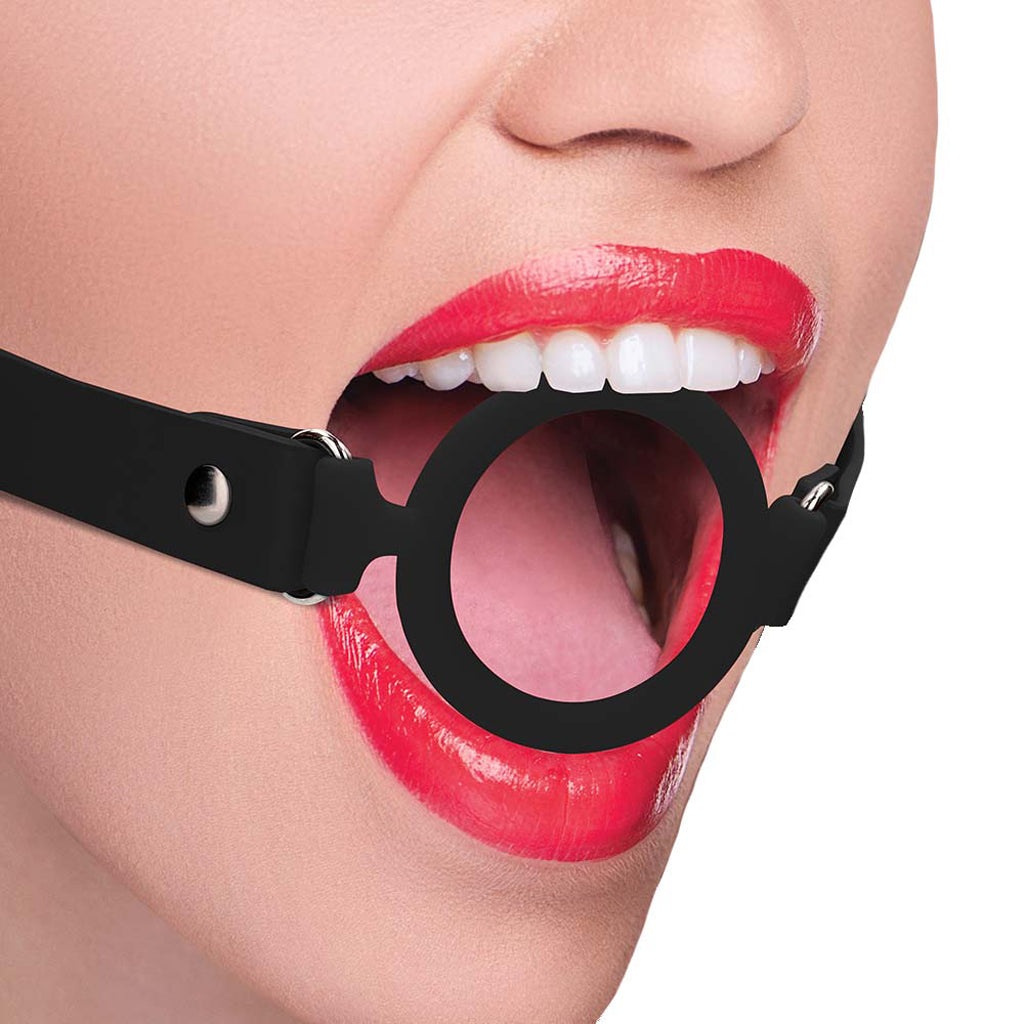 Ouch! Silicone Rigid Ring Gag in Black - Tophatter's Adult Products Bondage and Fetish > Ball Gags & Mouth Restraints - Tophatter Daily Deals