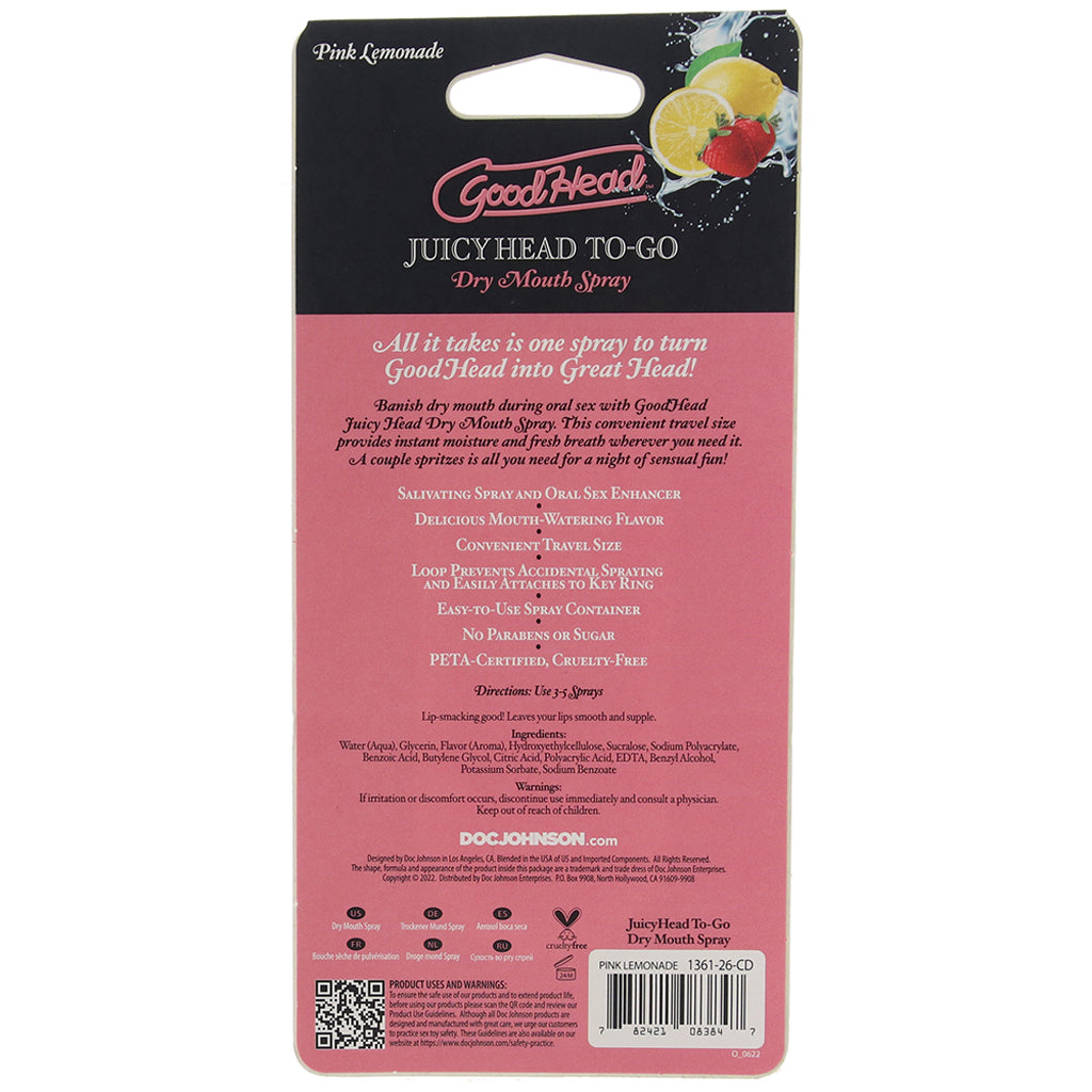 GoodHead Juicy Head Dry Mouth Spray To-Go in Pink Lemonade Lubes and Lotions > Flavored Sex Lubes - Tophatter Daily Deals