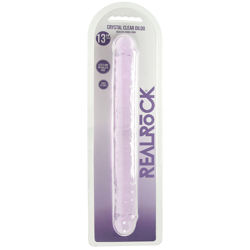 RealRock Crystal Clear Jelly 13 Inch Double Dildo in Purple - Tophatter's Adult Products Dildo Sex Toys > Double Ended Dildos - Tophatter Daily Deals