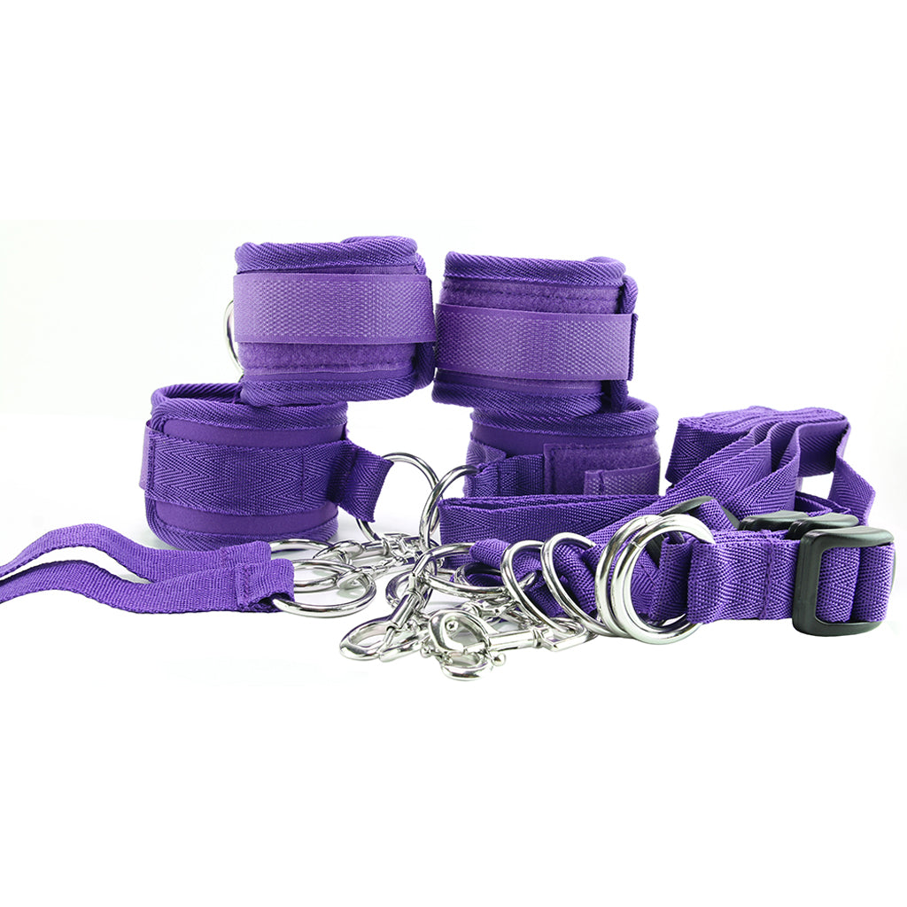 7 Piece Bed Spreader Restraint System in Purple - Tophatter's Adult Products Bondage and Fetish > Restraints - Tophatter Daily Deals