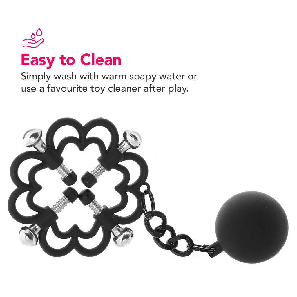 Nipple Grips 4-Point Weighted Nipple Press Clamps in Black Bondage and Fetish > Nipple Stimulators & Clamps - Tophatter Daily Deals