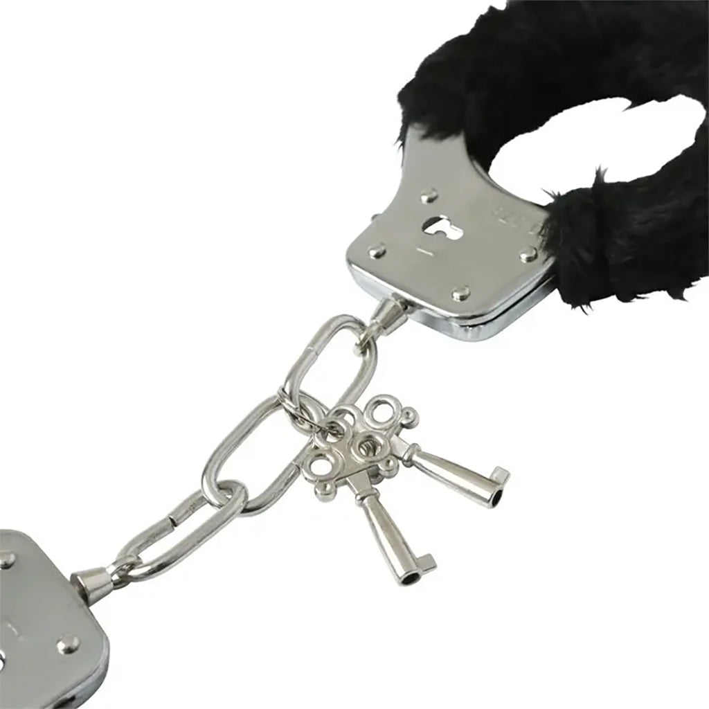 Black Furry Hand Cuffs Bondage and Fetish > Wrist and Ankle Cuffs - Tophatter Daily Deals