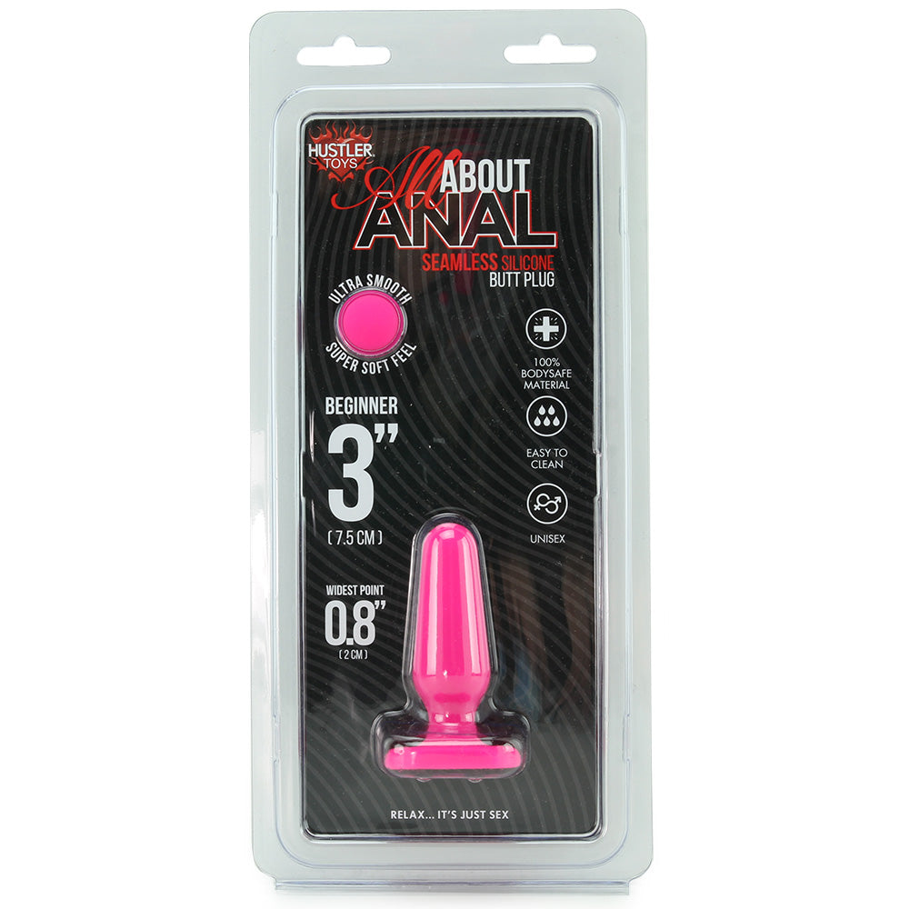 All About Anal Seamless Silicone 3 Inch Butt Plug in Pink Anal Sex Toys > Anal Beads - Tophatter Daily Deals